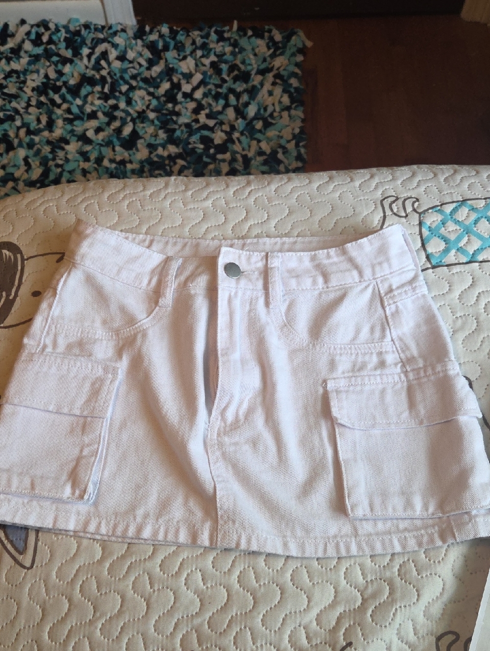 SHEIN White Cotton Mini Skirt with Cargo Pockets